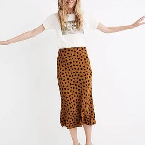 Madewell Brown Polka Dot Midi Skirt